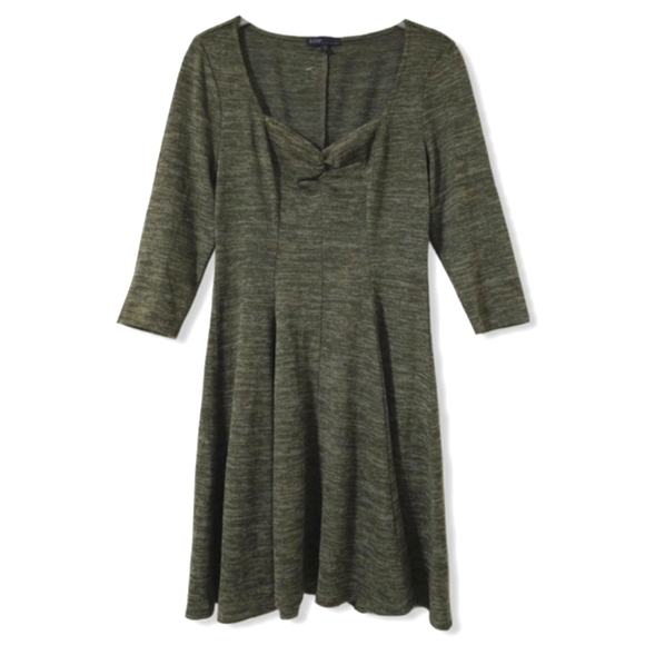 ✨️4/$20. Juniors NWOT Olive Space Dye Knit Sweetheart Neck A-Line Mini Dress - Picture 1 of 12